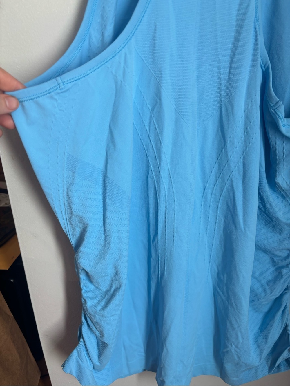 Athleta Fastest Track Racerback Tank Top Blue Size 1X Athleisure Ruched - Picture 6 of 6